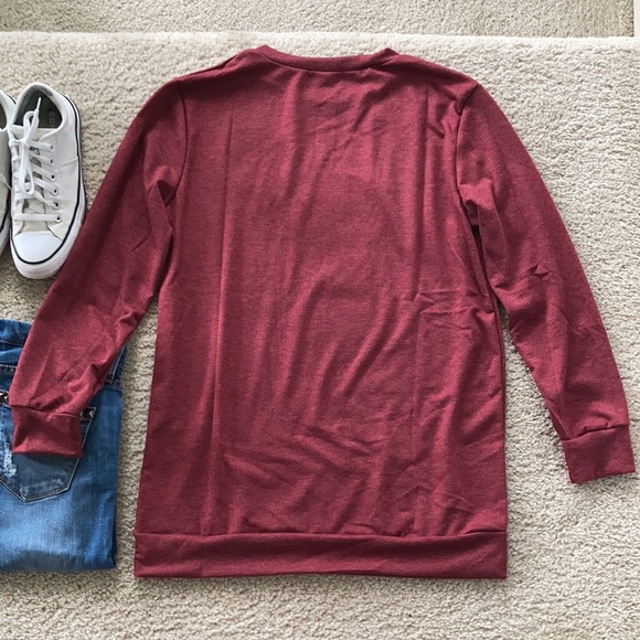 French Terry Long Sleeve Plaid Reindeer Top - Picture 10 of 10